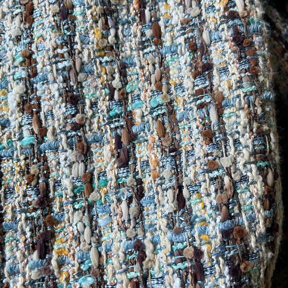 Lafayette 148 WOMENS Spring Tan Beige Coral Aqua Tweed Zip Blazer Jacket Size M - Picture 7 of 13